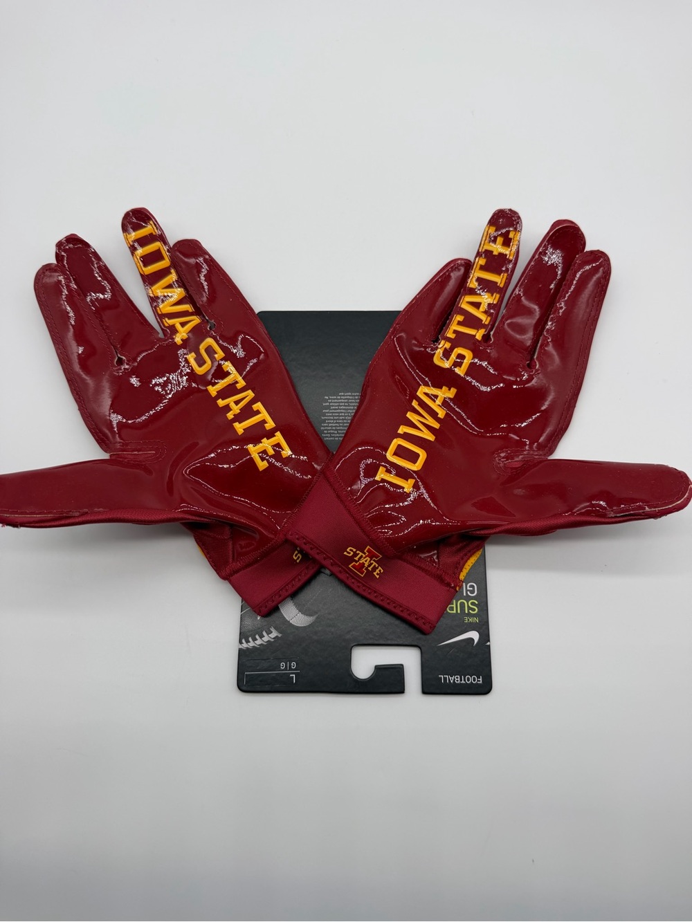 Nike Maroon and Gold Iowa State Football Gloves